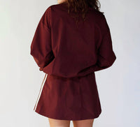 By Together On The Move Track Mini Skirt in maroon - women's skirt - detail view
