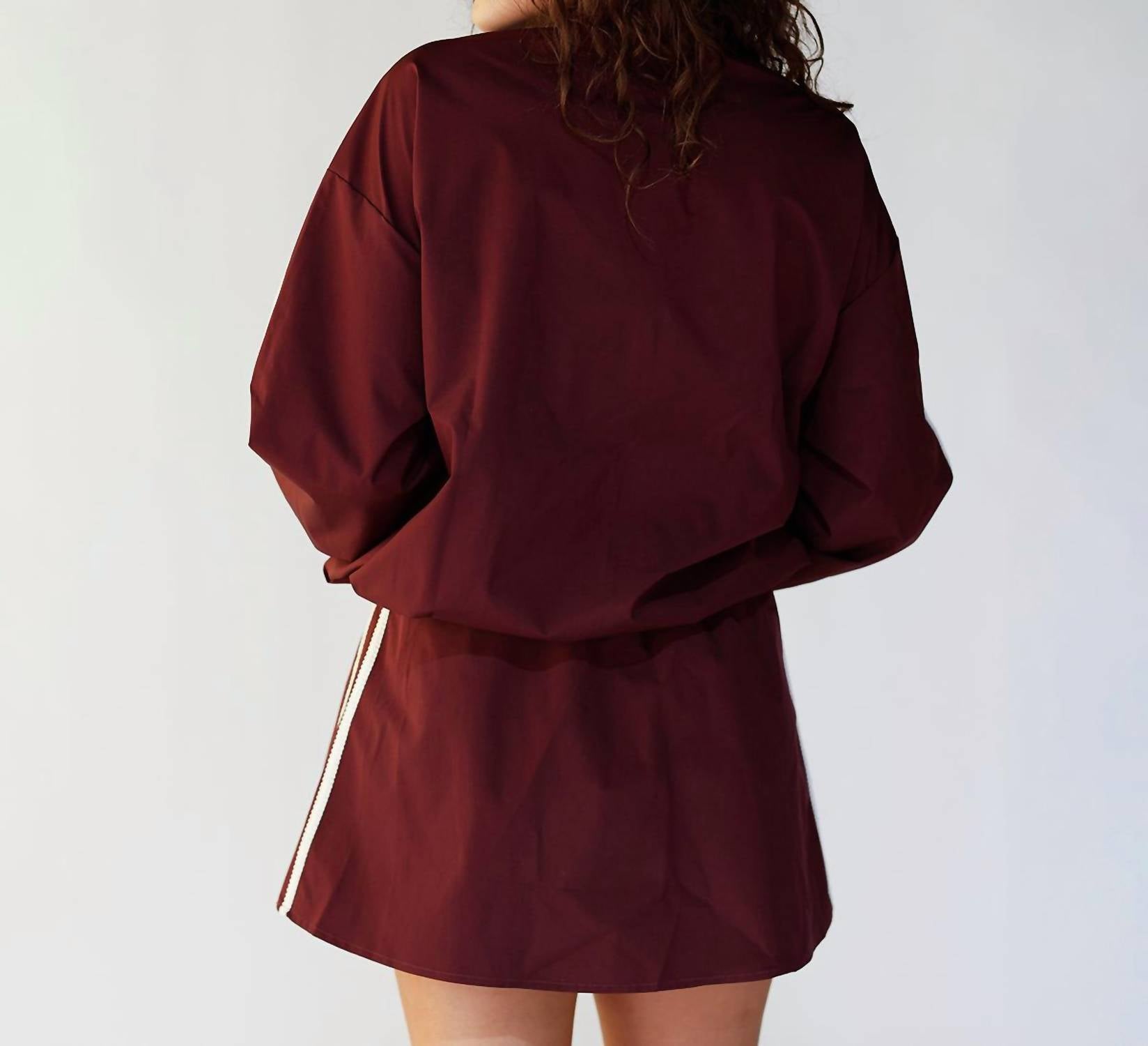 By Together On The Move Track Mini Skirt in maroon - women's skirt - detail view