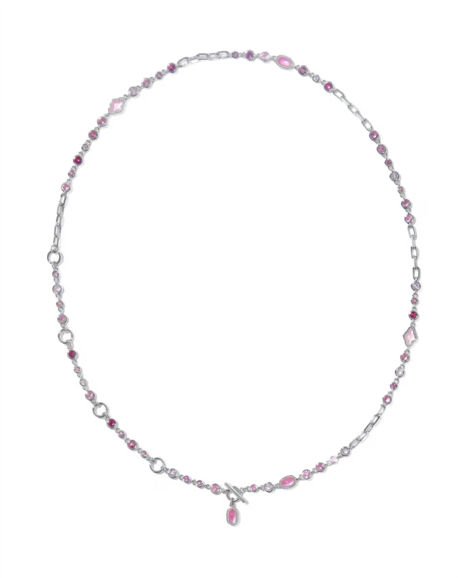Kendra Scott Women's Mini Elisa Abbie Strand Necklace in silver pink - women's jewelry - detail view