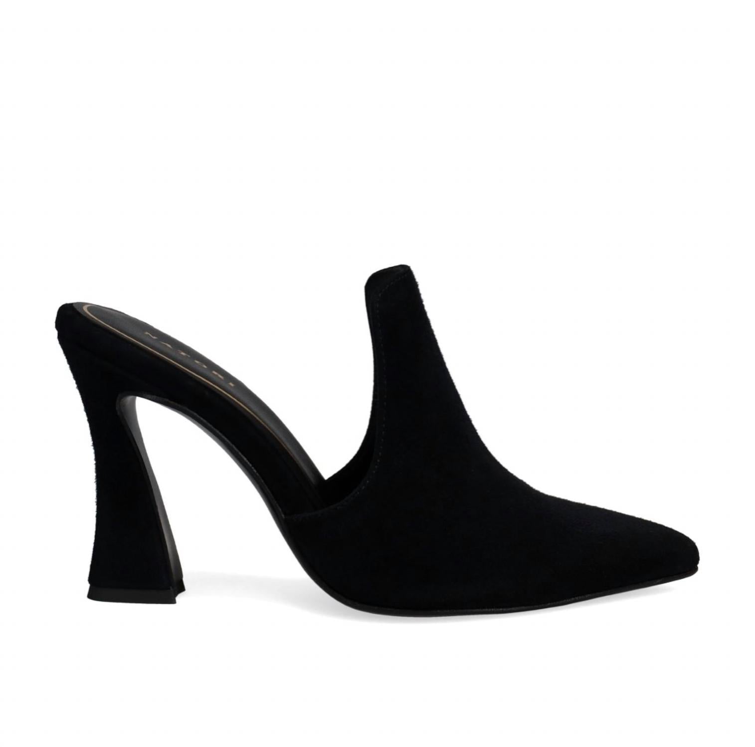 Natori Women's Minh Heels in black suede - women's heels - detail view