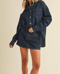 Klesis Cara Denim Mini Skirt in dark blue - women's skirt