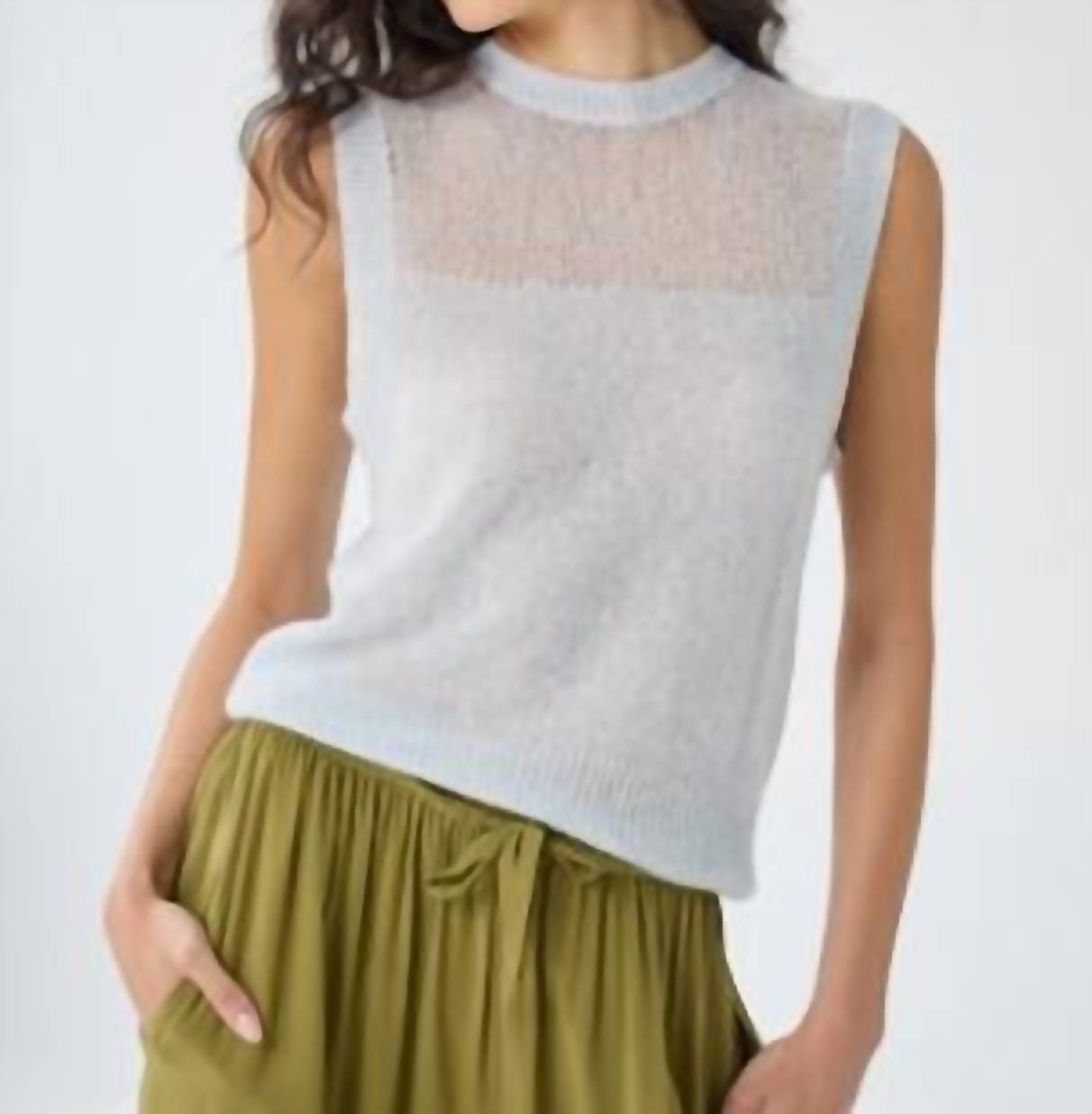 Autumn Cashmere - KNIT TANK WITH SHEER YOKE