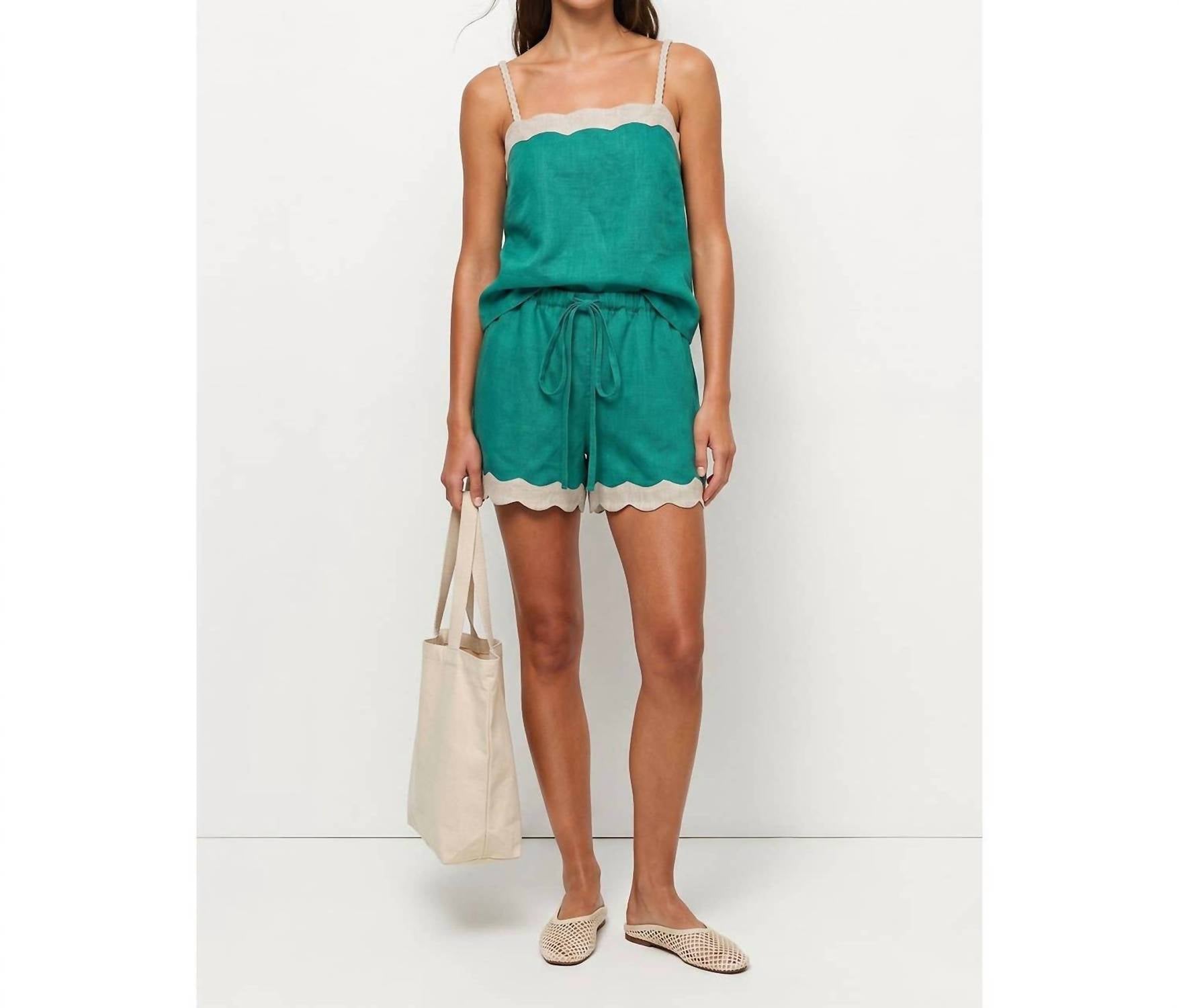 Naked Zebra - Scallop Trim Linen Tank Top