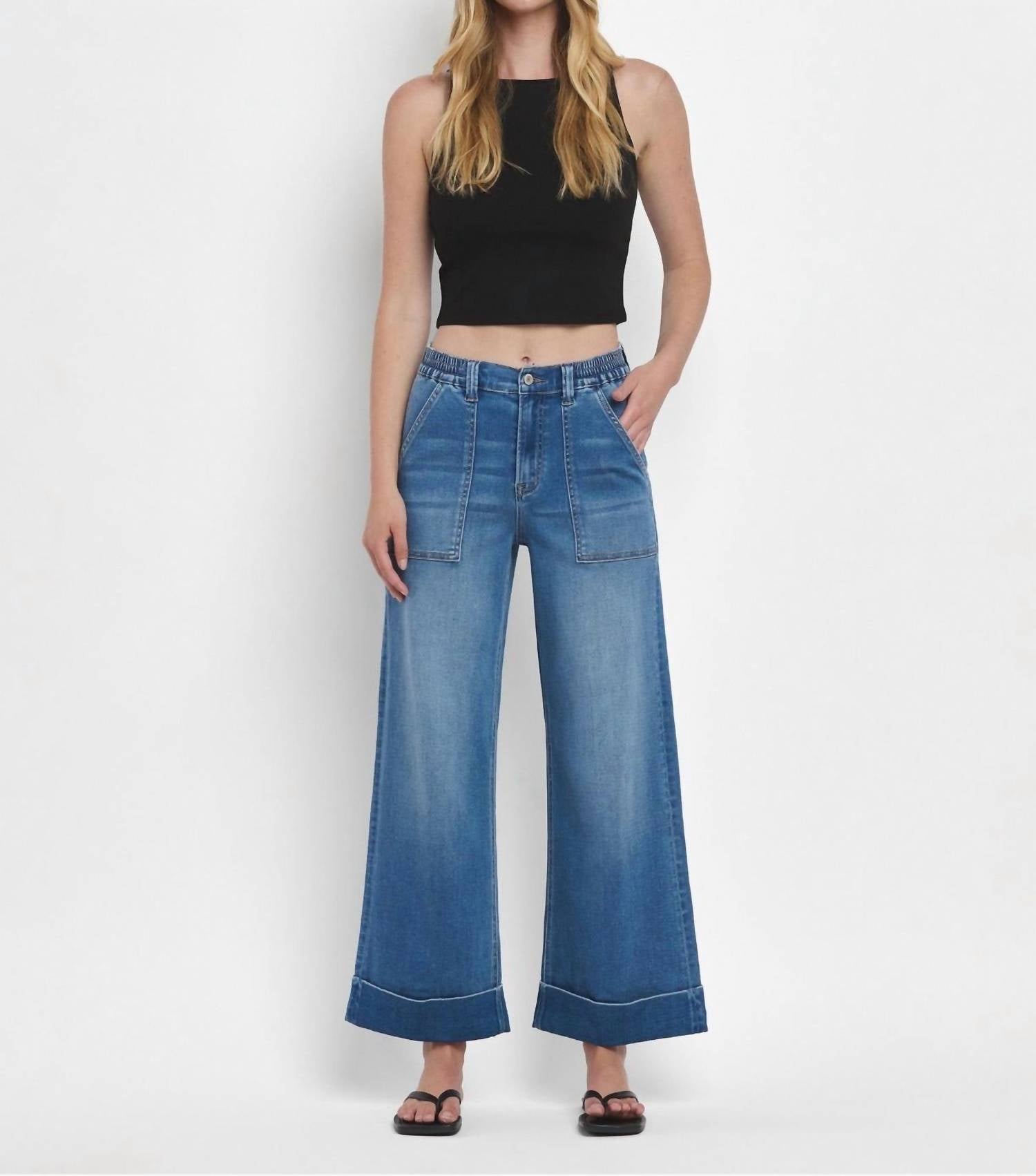Vervet By Flying Monkey - Kris Super Soft Cuffed Wide Leg Jeans