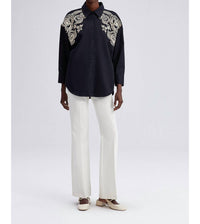 Touche Prive - Embroidered Front Oversized Shirt