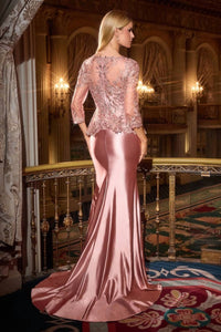 Ladivine V Neck Prom Dress in dusty rose - women's dress - alternate view