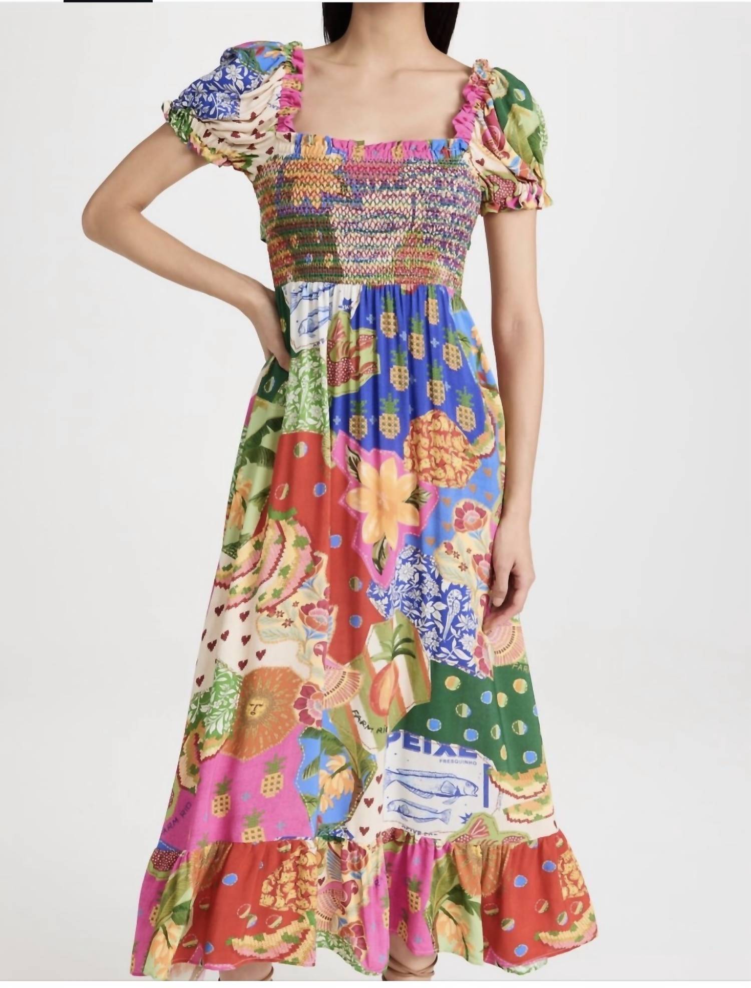 FARM RIO Sunny Mix Midi Dress in multi - women's dress