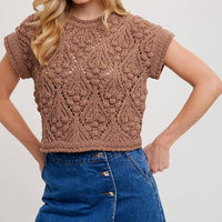Bluivy - Short Sleeve Cropped Knit Sweater