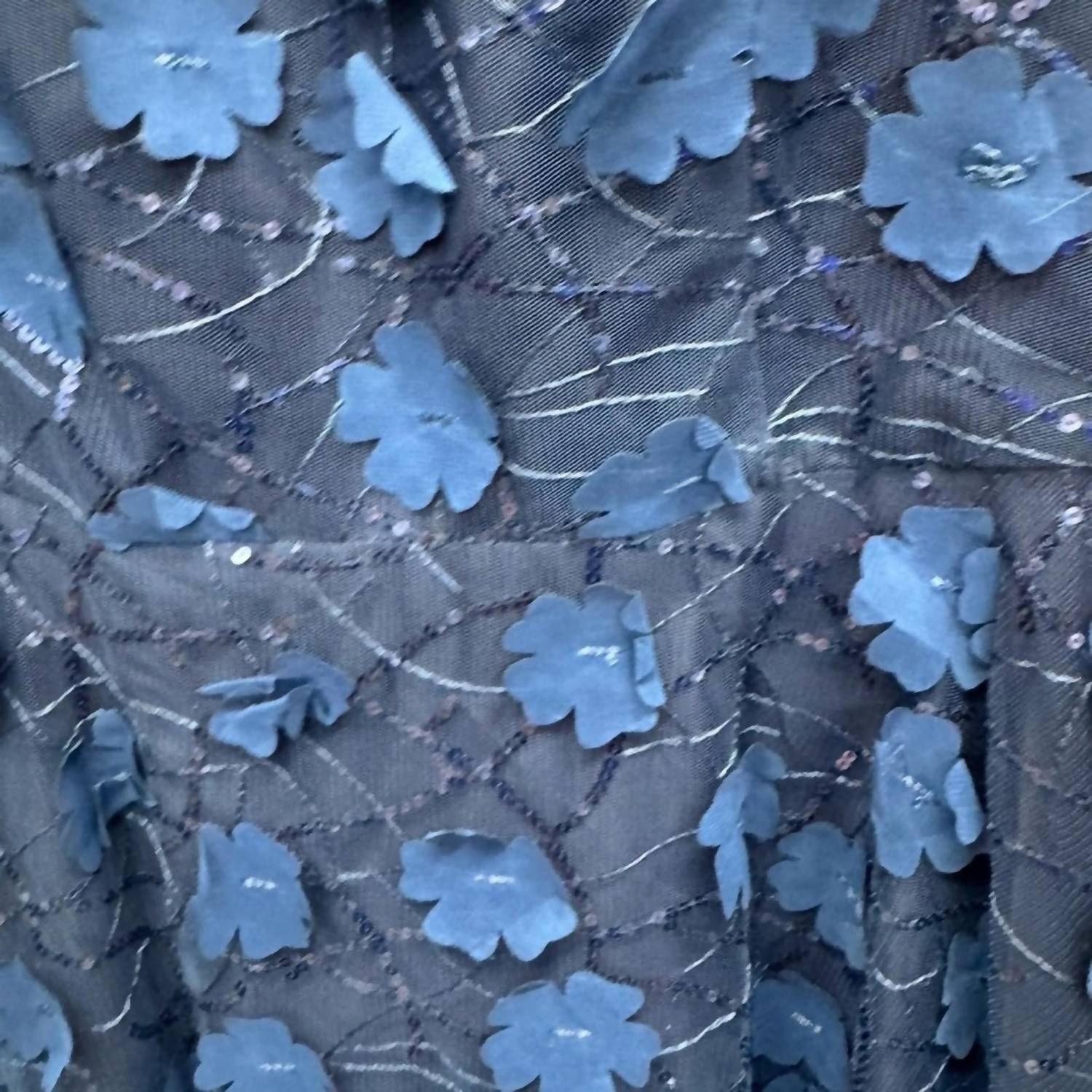 Eliza J Floral Lace Midi Dress in navy - women's dress - detail view