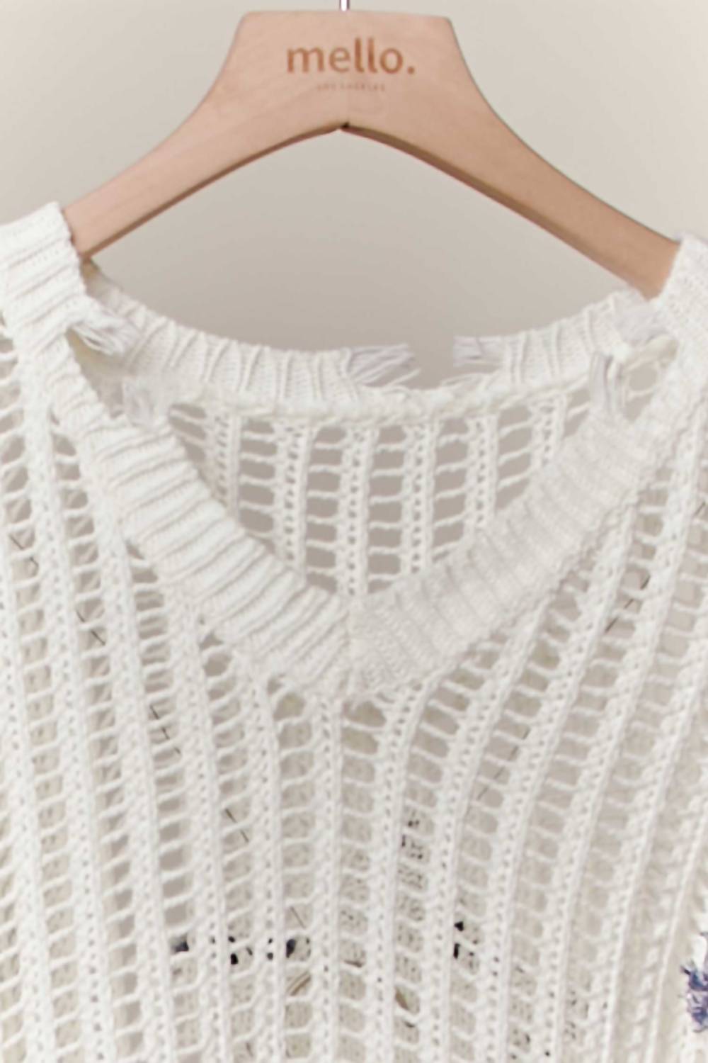 Mello - Distressed Star Knit Pullover