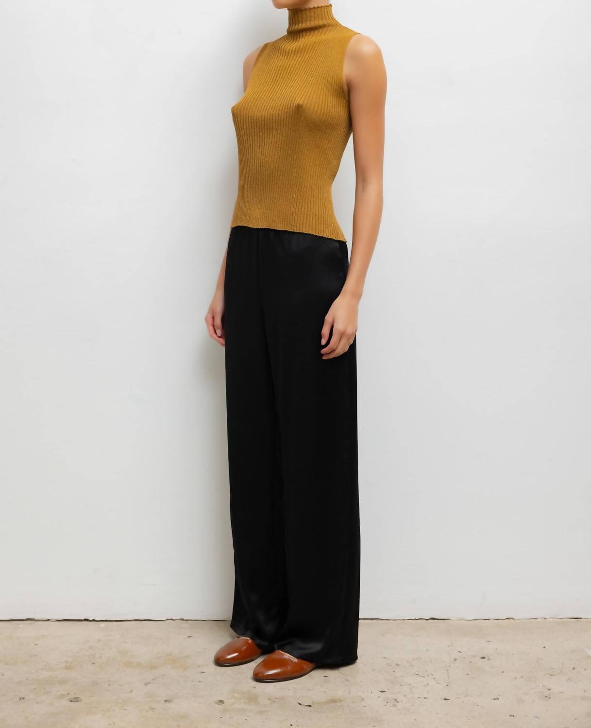 Leset - Blake Rib Sleeveless Turtleneck Top