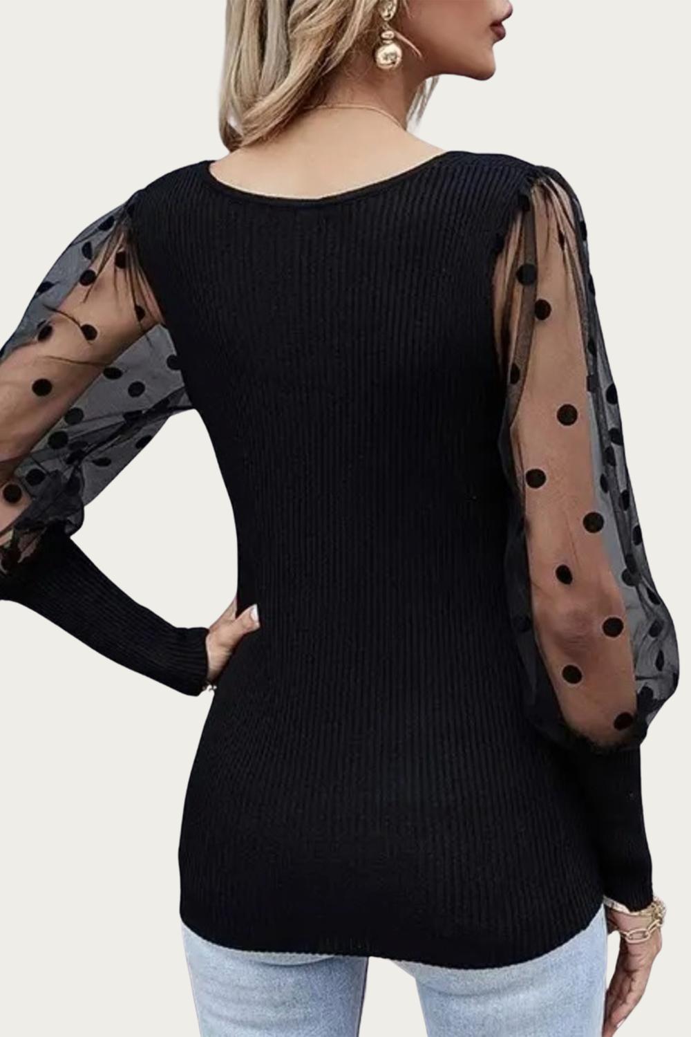 DAYDREAM POLKA DOT MESH SLEEVE TOP