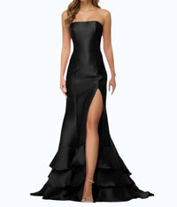 Sherri Hill Tiered Hem Strapless Dress in black - women's dress