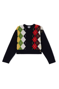 Ganni - Women's Chunky Wool Mix Argyle Knit Top