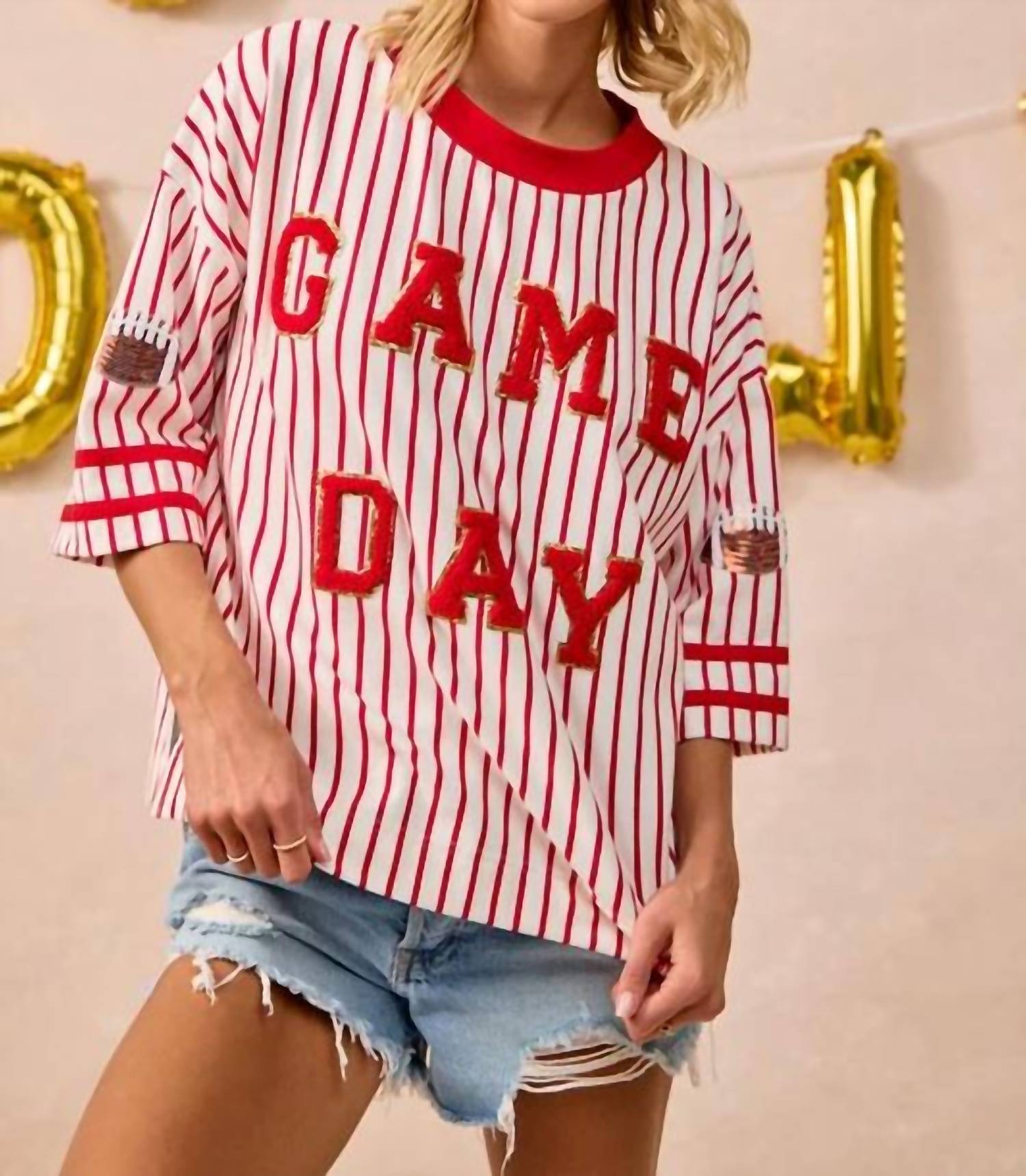 Gameday Couture - A-team Striped Game Day Top