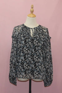 GREYLIN Women's Justin Chiffon Blouse in black blue - women's blouse