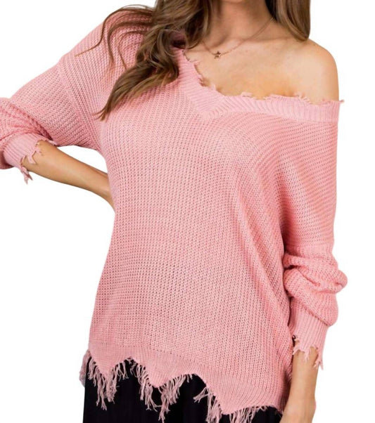 Mainstrip - Frayed V-Neck Light Weight Sweater