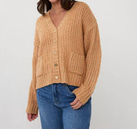 ESQUALO Chunky Cardigan With Metallic Buttons in candy - women's cardigan - detail view