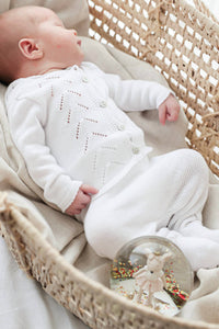 Mamitis Kid's Roma Knit Reversible Pants Set in white - item - view 4