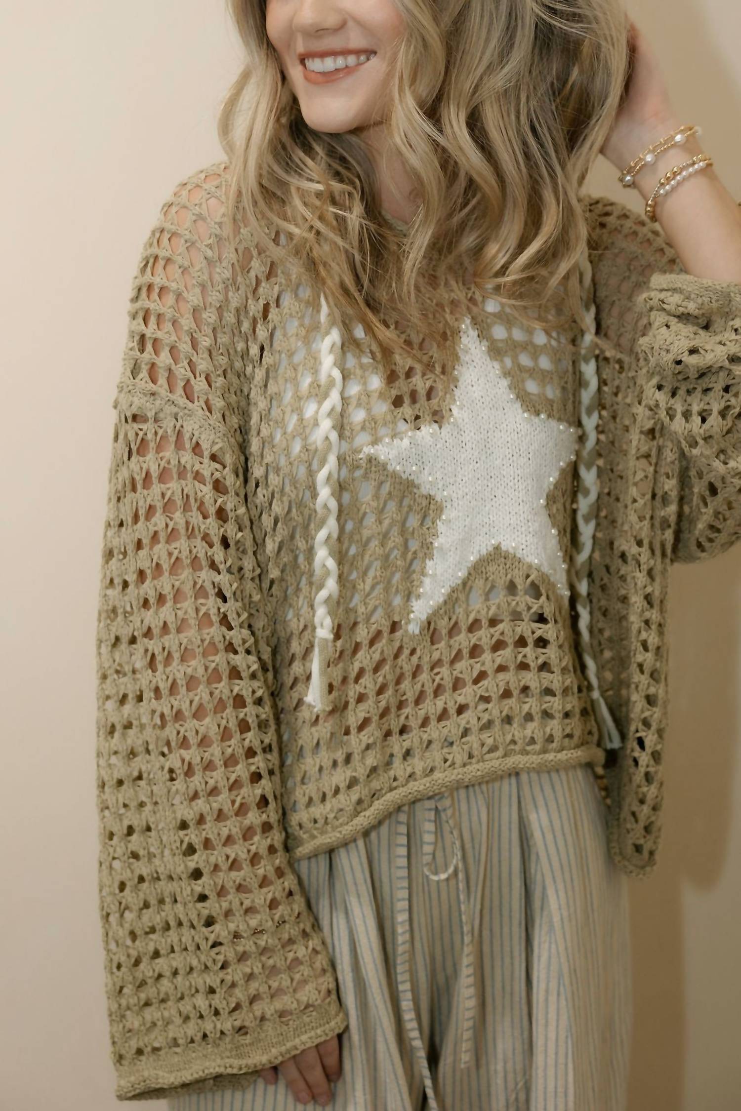 Pol - Montana Crochet Hooded Sweater