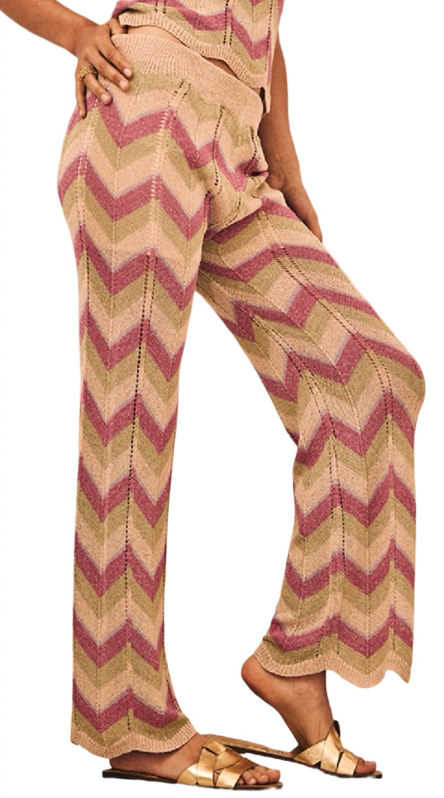 Nekane - Jacquard Zigzag Knitted Pants