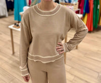 M made in Italy Crewneck Shimmer Sweater in italy crewneck shimmer sweater in gold - women's sweater - detail view