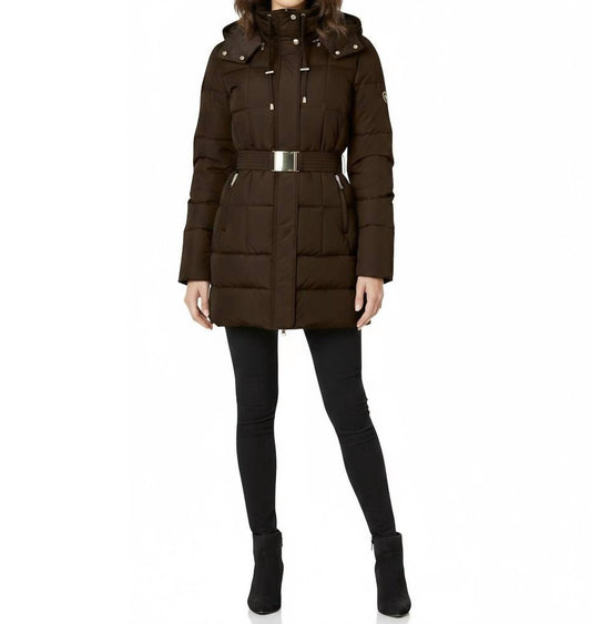 Latte Black - Single Breasted Down Puffer Coat Jacket