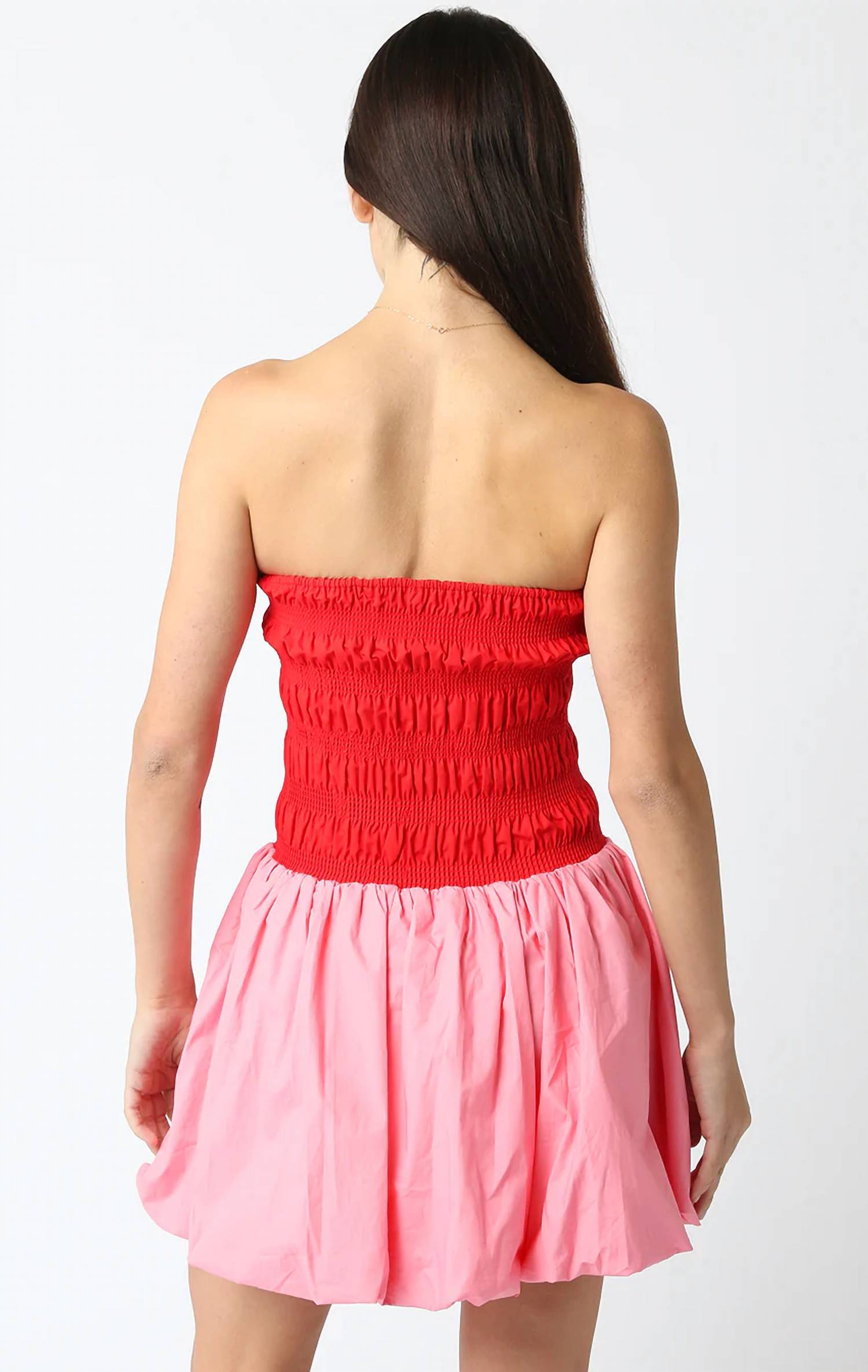 Olivaceous - Sweetheart Strapless Bubble Hem Dress