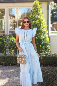 Karlie - Floral Stripe Ric Rac Maxi Dress