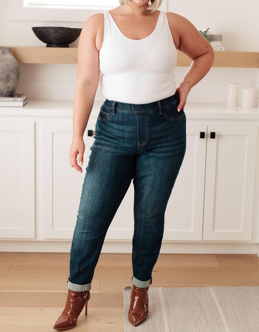 Judy Blue - High Rise Pull On Double Cuff Slim Jeans