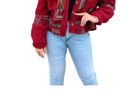 Lucky & Blessed - Aztec Sherpa Crop Jacket