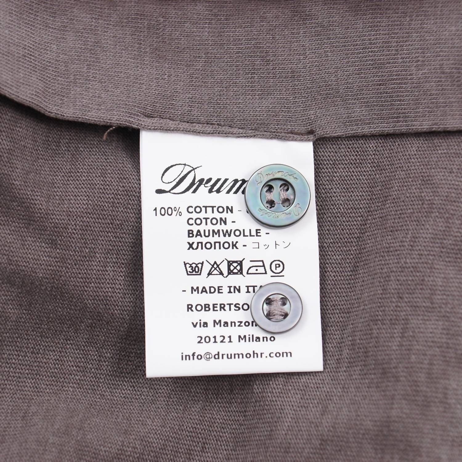 Drumohr - Men's Long Sleeve Jersey Cotton Polo Shirt