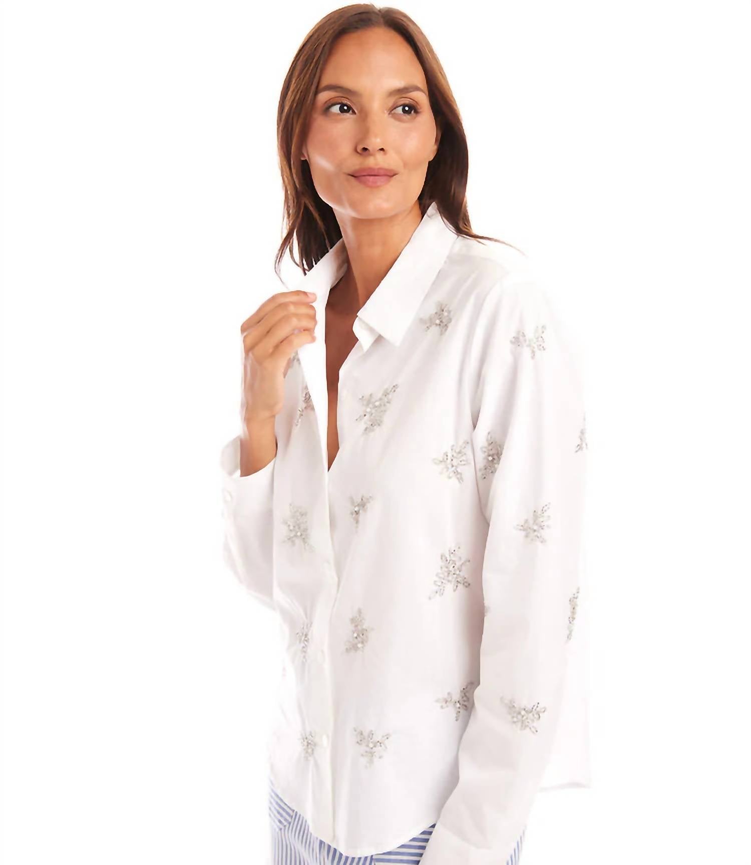Karen Kane - Eden Embellished Button Up Shirt