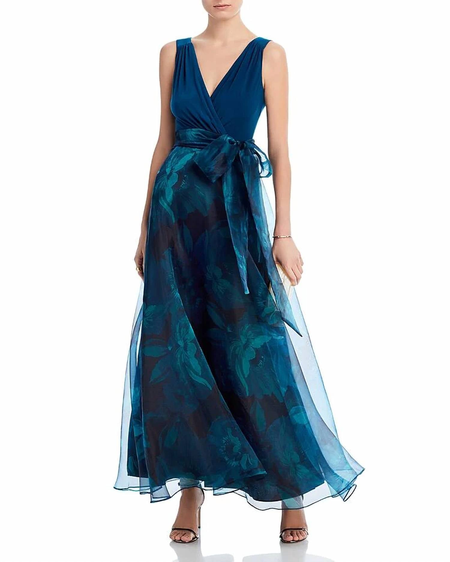 Eliza J - Organza-skirt Bow-waist Gown