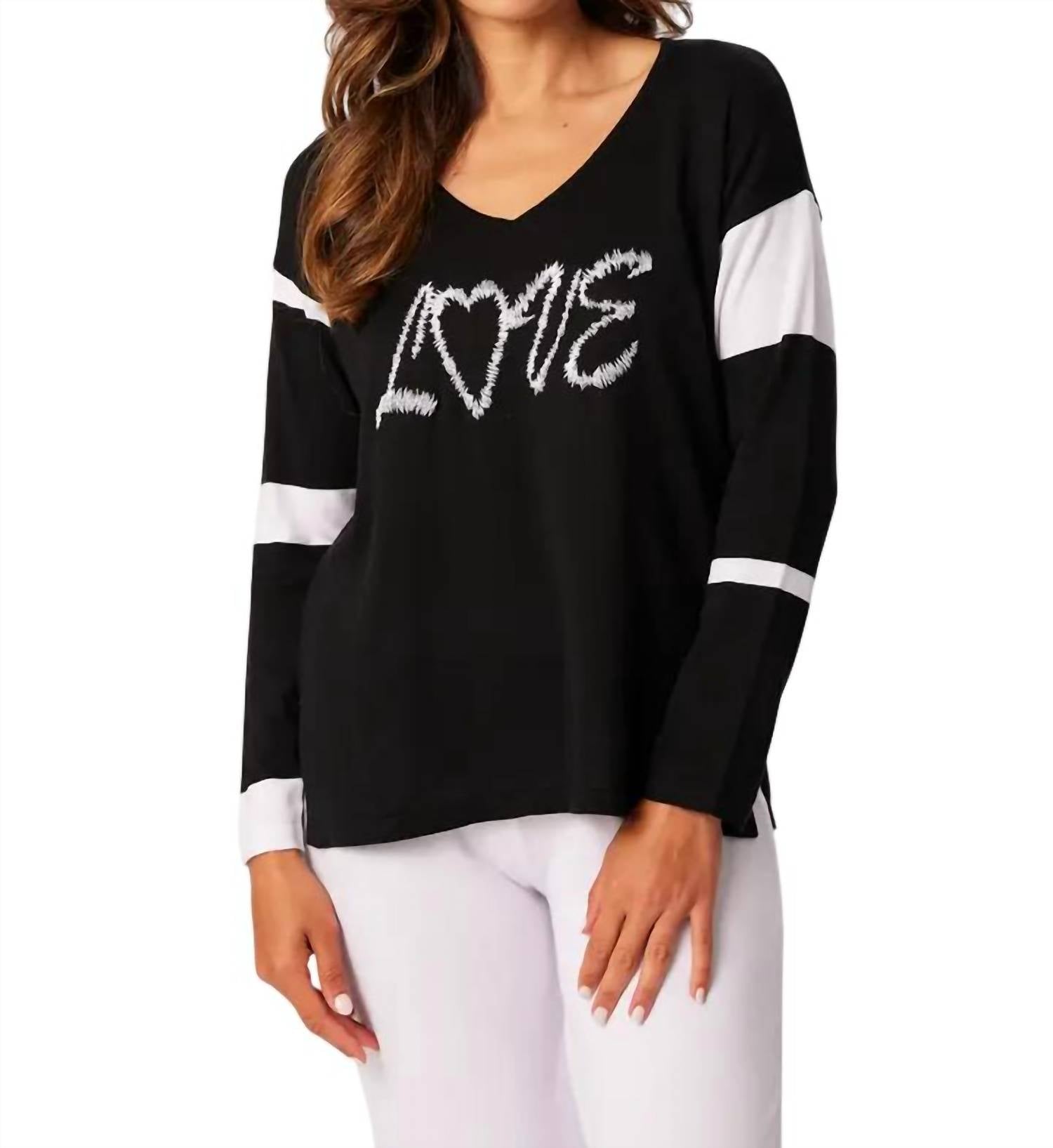French Kiss - V-Neck Love Long Sleeve Top