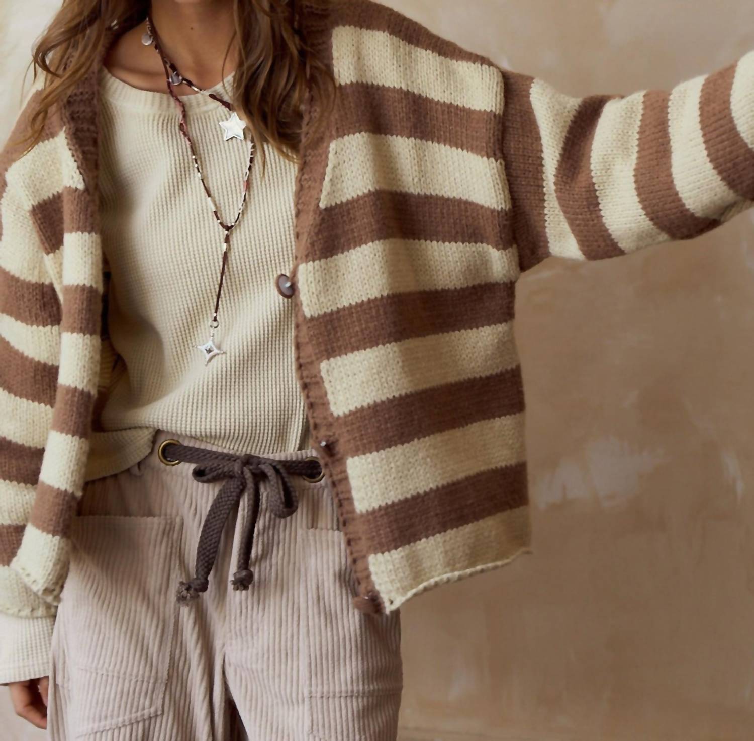 Lovlov - Striped Two Tone Cardigan