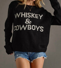 Panache Apparel Whiskey & Cowboys Sweater in black - women's sweater - alternate view
