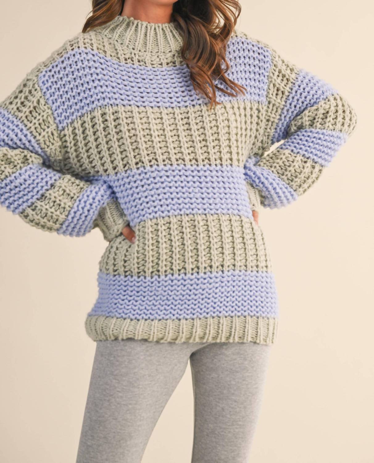 Klesis - Color Block Mock Neck Sweater