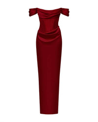 Off-the-Shoulder Draped Corset Gown