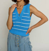 Central Park West - Lace Up V-neck Sleeveless Top