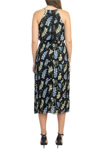 Sam Edelman - Square Neck Elastic Waist Zipper Back Pleated Dress