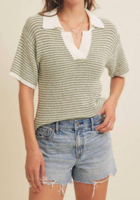 In February - Lightweight Boucle Stripe Sweater