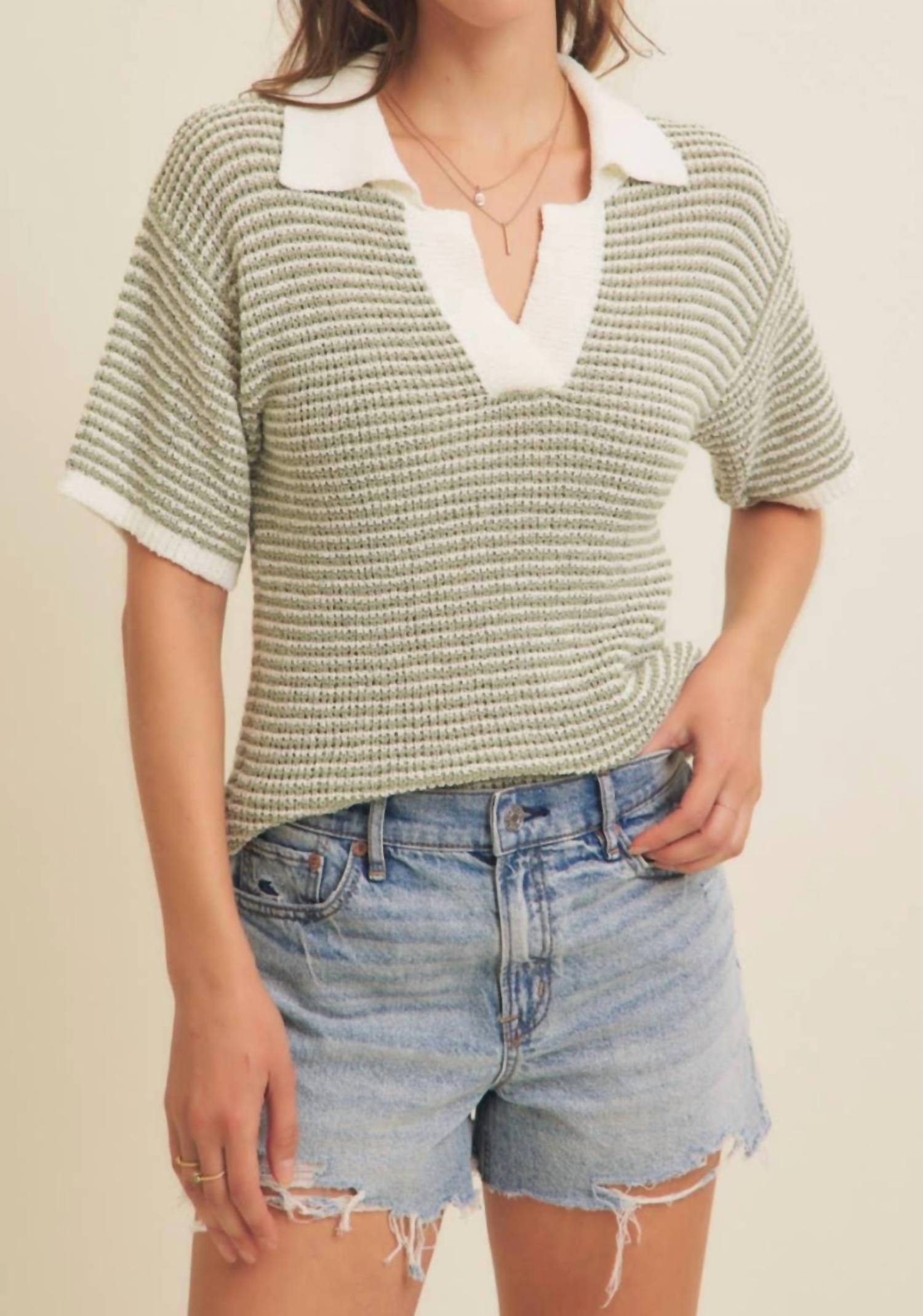 In February - Lightweight Boucle Stripe Sweater