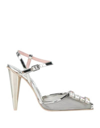 Ras Women's Mesh Jewel Ankle Strap High Cone Heel Pumps in silver - women's heels - detail view