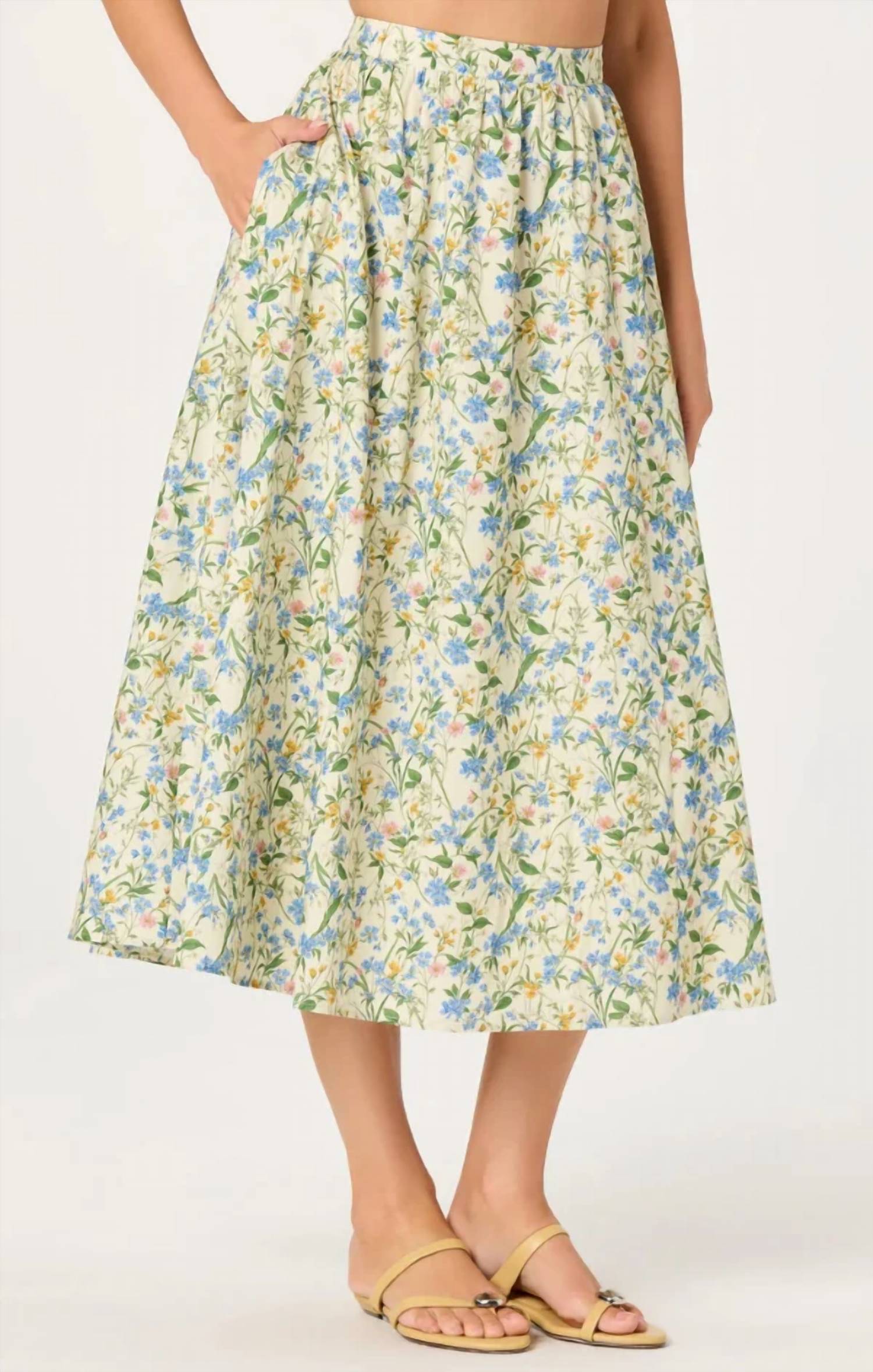 Astr - Wylda Woven A-line Midi Skirt