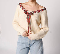 So Me Holly Jolly Bow Sweater - Plus in light brown - women's sweater