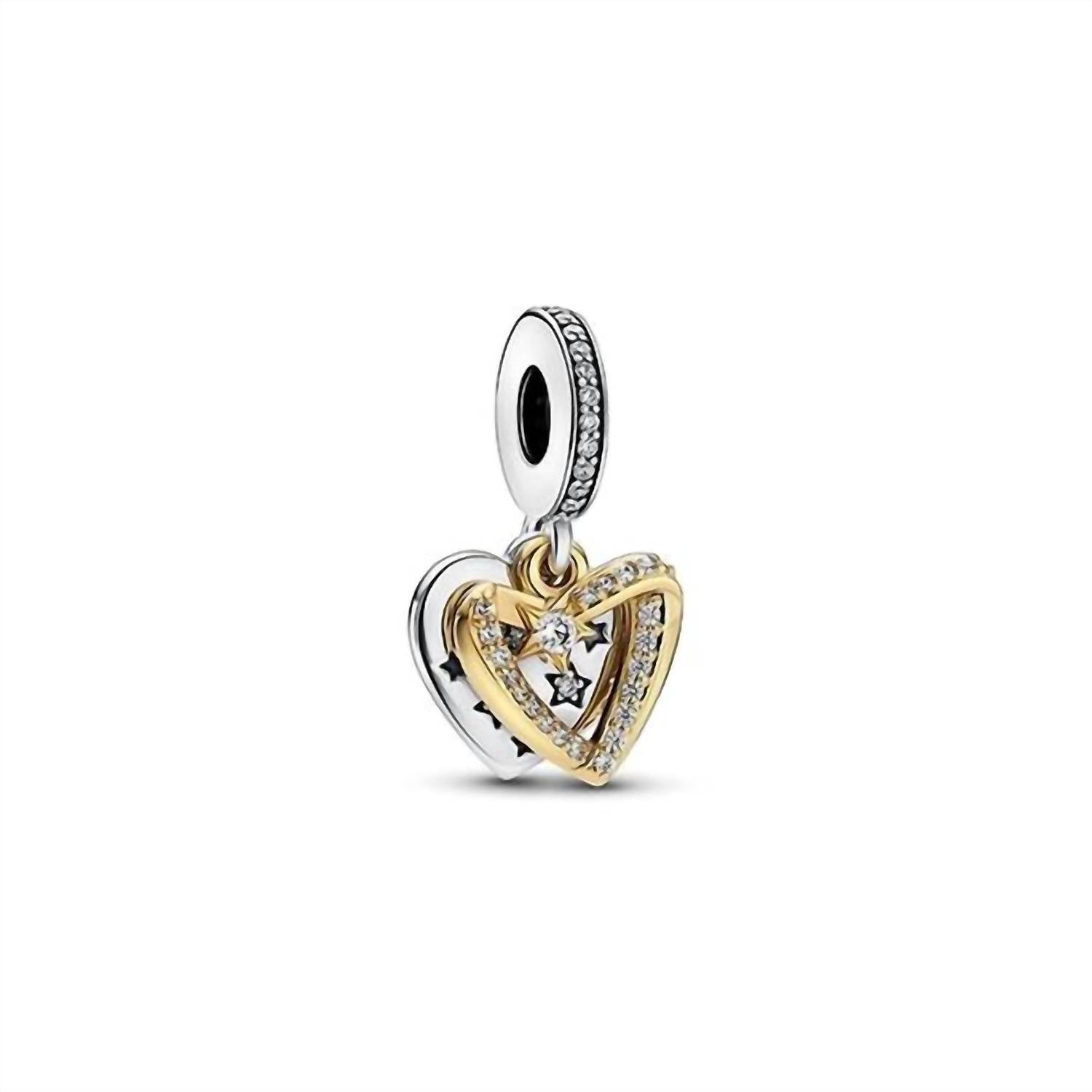 Pandora - Shooting Star Hearts Double Dangle Charm