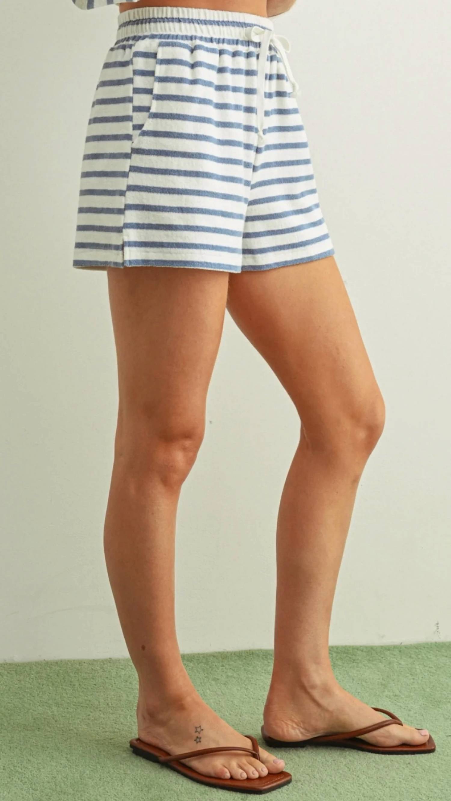 Miou Muse - Striped Terry Top And Shorts Set
