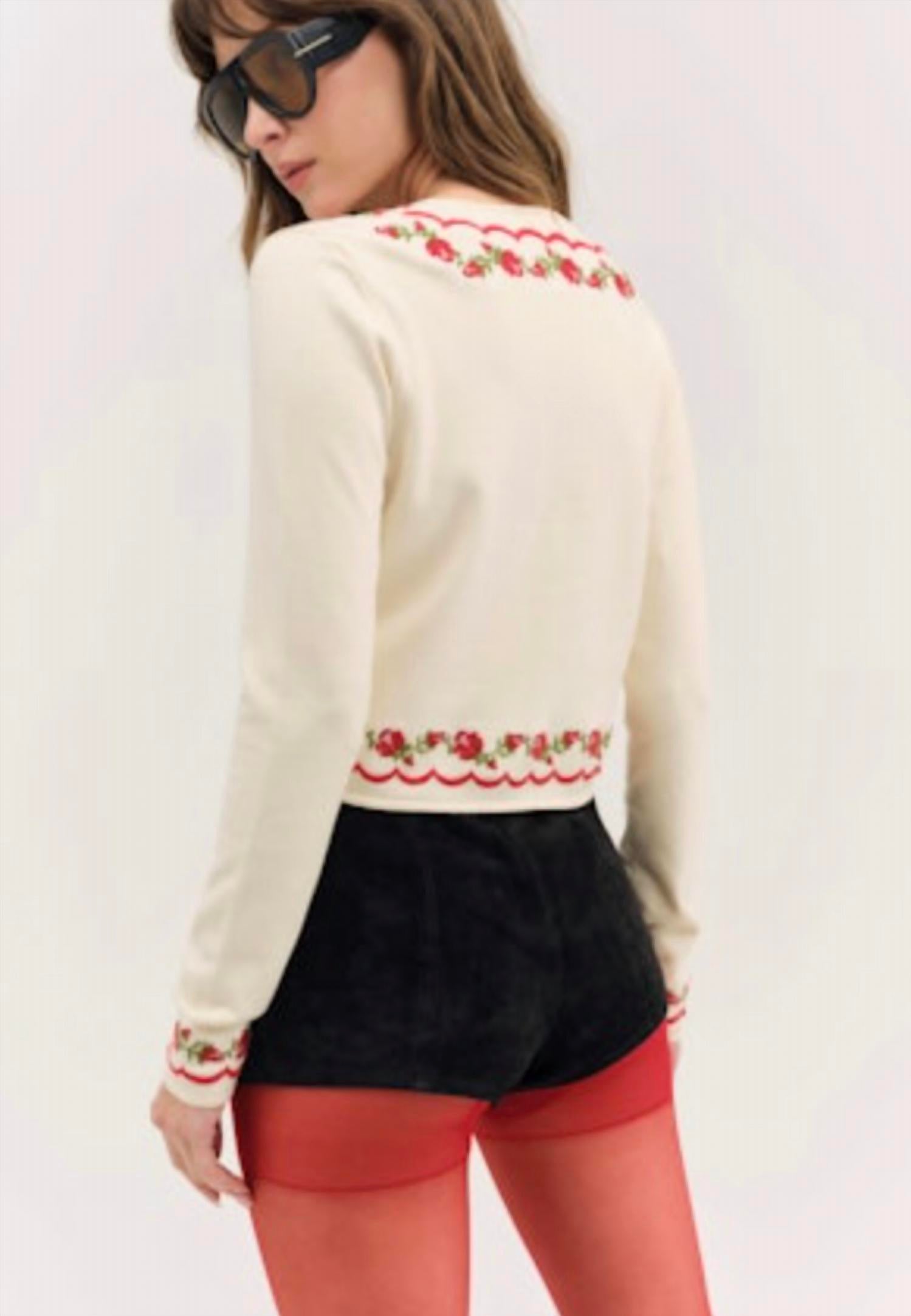 For Love & Lemons - Rose Waltz Scalloped Knit Cardigan