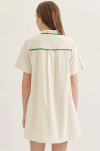 Entro - Button Front Dress With Trim